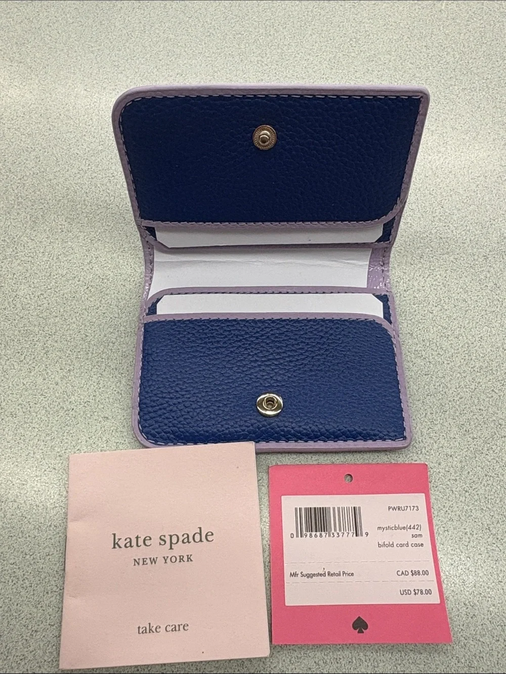 kate spade Navy with Lilac Trim Bifold Card Holder